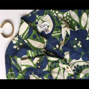 Lilly Pulitzer Blue and Green Floral Top Size 4